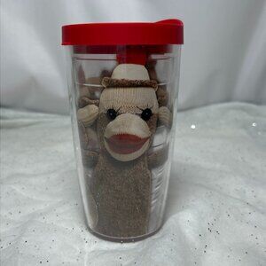 Ted is 16 Oz PJ Sock Monkey Hear No Evil See No Evil Double Wall Travel Mug NWT